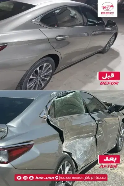 تصليح حوادث السيارات بالرياض مع إعادة ضبط الفواصل ومعادلة لون الوكالة
