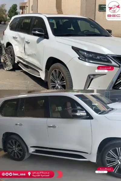 ورشة تصليح حوادث السيارات في الرياض مع توثيق أعمال قبل وبعد لإصلاح الصدمات